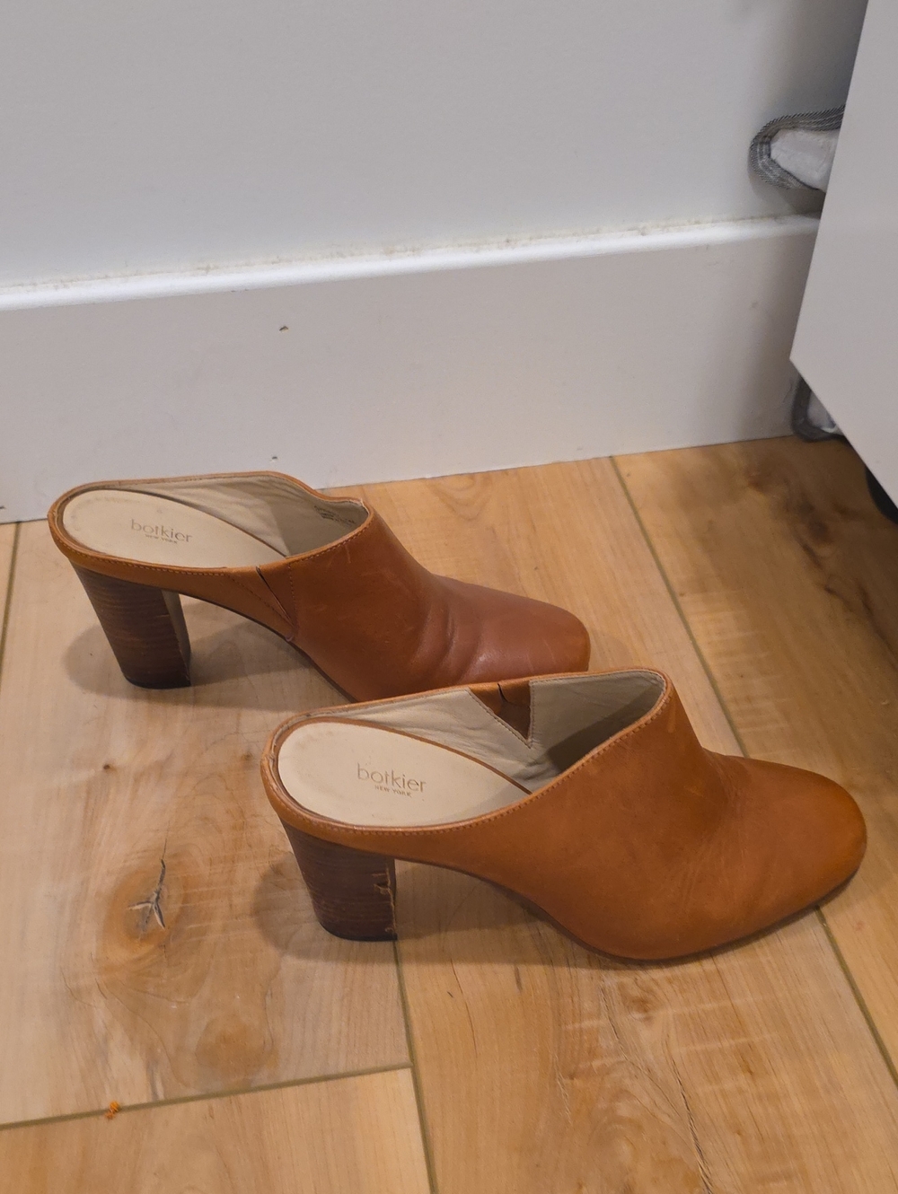 Botkier Cognac Leather Mule Heels